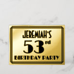 [ Thumbnail: 53rd Birthday Party — Art Deco Look “53” + Name Invitation ]