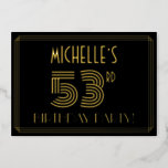 [ Thumbnail: 53rd Birthday Party — Art Deco Style “53” + Name Invitation ]