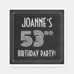 [ Thumbnail: 53rd Birthday Party: Art Deco Style + Custom Name Napkins ]