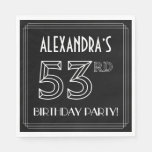 [ Thumbnail: 53rd Birthday Party: Art Deco Style + Custom Name Napkins ]