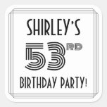 [ Thumbnail: 53rd Birthday Party: Art Deco Style + Custom Name Sticker ]