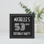 [ Thumbnail: 53rd Birthday Party: Art Deco Style W/ Custom Name Invitation ]
