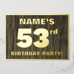 [ Thumbnail: 53rd Birthday Party: Bold, Faux Wood Grain Pattern Invitation ]