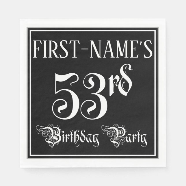53rd Birthday Party — Fancy Script + Custom Name Napkins (Front)
