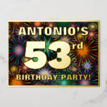 [ Thumbnail: 53rd Birthday Party — Fun, Colorful Fireworks Look Invitation ]