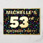 [ Thumbnail: 53rd Birthday Party — Fun, Colorful Stars Pattern Invitation ]