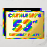 [ Thumbnail: 53rd Birthday Party — Fun, Rainbow Spectrum “53” Invitation ]