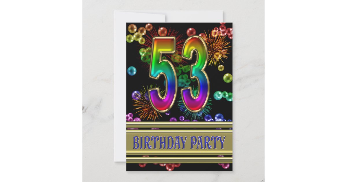 53rd Birthday party Invitation with bubbles | Zazzle