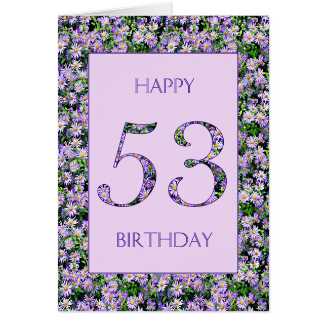 53rd Birthday Purple Daisies Cards (Front)