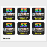 [ Thumbnail: 53rd Birthday: Rainbow “53”; Custom Photos & Name Sticker ]