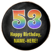 53rd Birthday - Rainbow Spectrum Pattern Number 53 Chocolate Covered Oreo (Front)