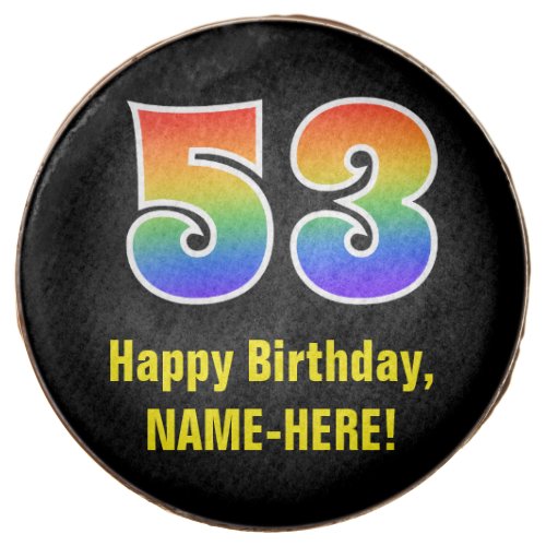 53rd Birthday _ Rainbow Spectrum Pattern Number 53 Chocolate Covered Oreo