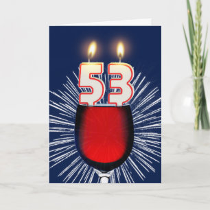 53rd Birthday with wine and candles Card