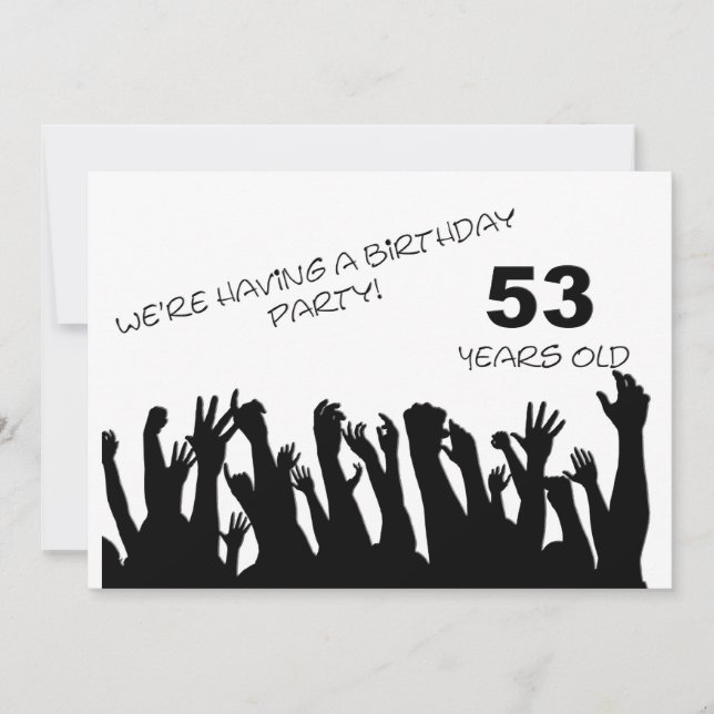 53rd party invitation with cheering crowds (Front)