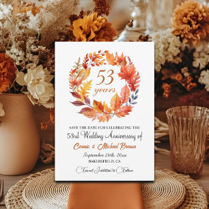 53rd Wedding Anniversary Elegant Fall Floral Save The Date