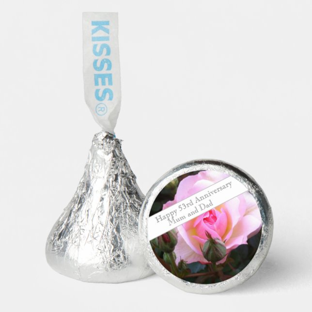 53rd Wedding Anniversary Pink Rose  Hershey®'s Kisses® (Front)