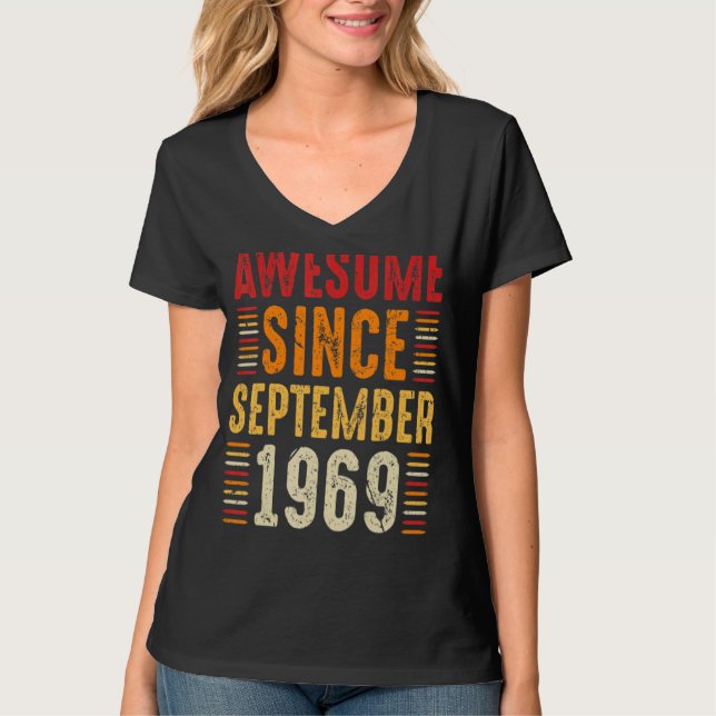 53th Birthday  53 Year Old Awesome Since September T-Shirt (Front)
