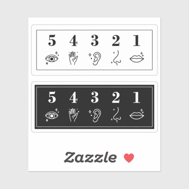 54321 Grounding Technique Anxiety Mental Health Sticker (Sheet)