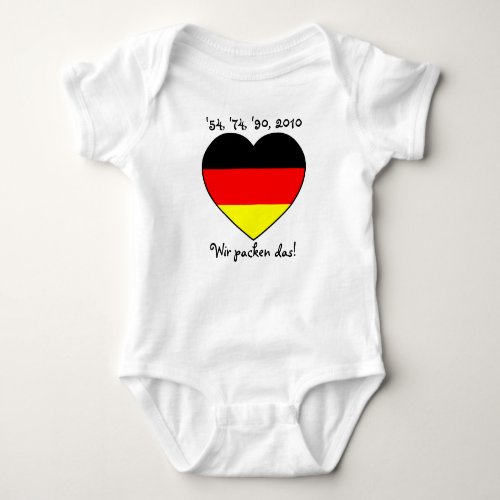 54 74 90 2010 babybody with Germanys heart Baby Bodysuit