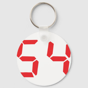 54 fifty-four red alarm clock digital number keychain