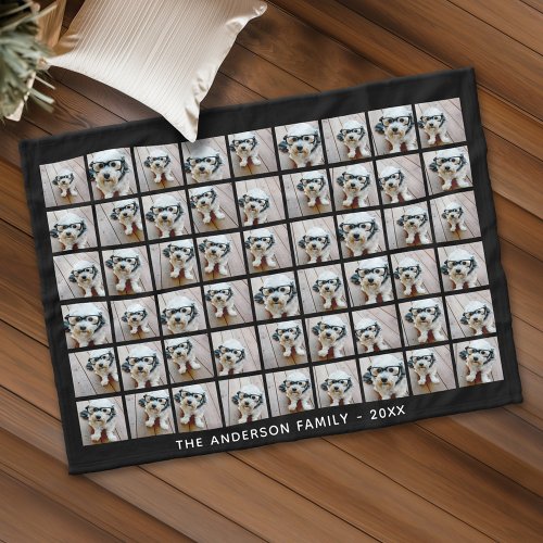 54 Square Photo Collage with Simple Text Fleece Blanket