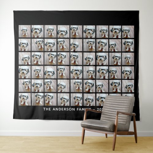 54 Square Photo Collage with Simple Text Tapestry