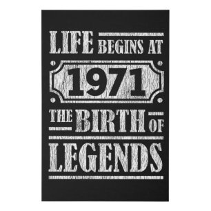 54 Year Old 1971 Birth Of Legend 54th Birthday Faux Canvas Print