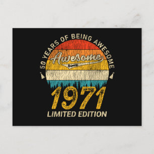 54 Year Old 1971 Retro Awesome 54th Birthday Gift Postcard