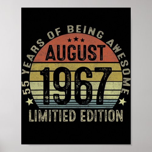 54 Year Old Gifts August 1968 Limited Edition Poster