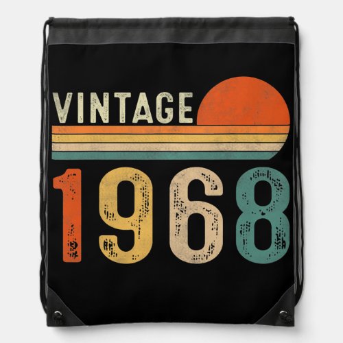 54 Year Old Gifts Men Women Vintage 1968 54th Drawstring Bag