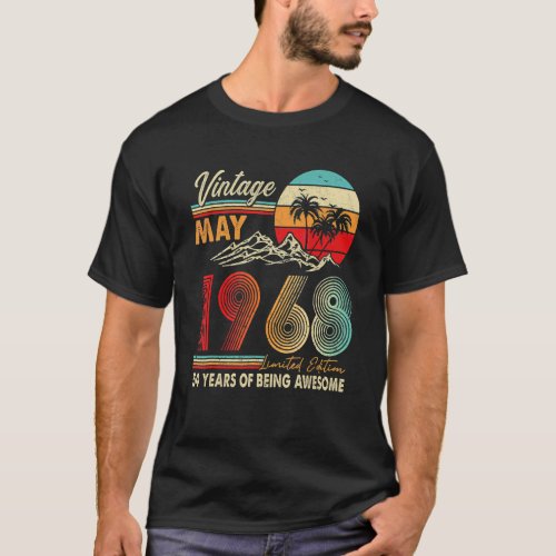 54 Years Old 54th Birthday Decoration May 1968 T_Shirt