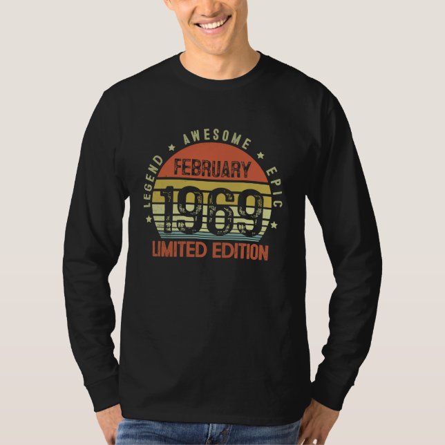 54 Yrs Old B day Legend Awesome Epic February 1969 T-Shirt (Front)