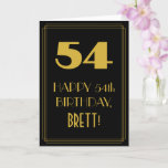 [ Thumbnail: 54th Birthday ~ Art Deco Inspired Look "54" & Name Card ]