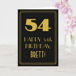 54th Birthday ~ Art Deco Inspired Look "54" & Name Card