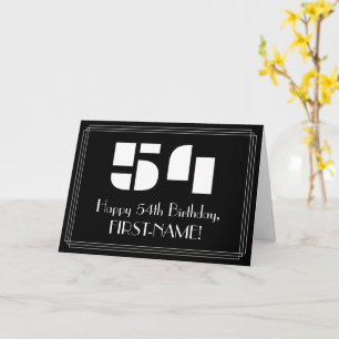 54th Birthday: Art Deco Inspired Look "54" & Name Card