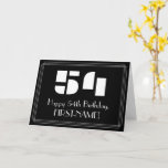 [ Thumbnail: 54th Birthday: Art Deco Inspired Look "54" & Name Card ]