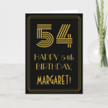 [ Thumbnail: 54th Birthday: Art Deco Inspired Look "54" & Name Card ]