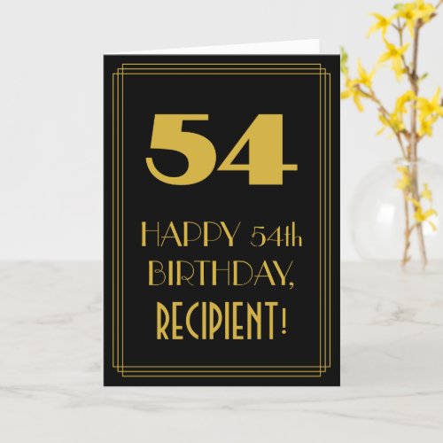 54th Birthday  Art Deco Inspired Look 54  Name Card
