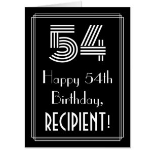 54th Birthday — Art Deco Inspired Look “54” + Name Card