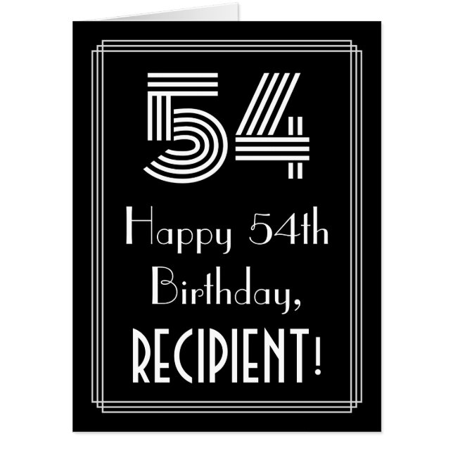 54th Birthday — Art Deco Inspired Look “54” + Name Card (Front)
