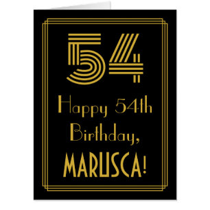 54th Birthday: Art Deco Inspired Look “54” + Name Card