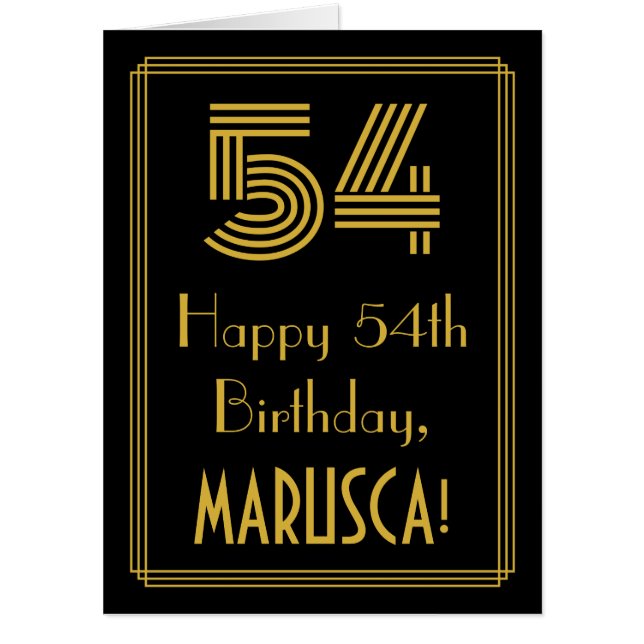 54th Birthday: Art Deco Inspired Look “54” + Name Card (Front)