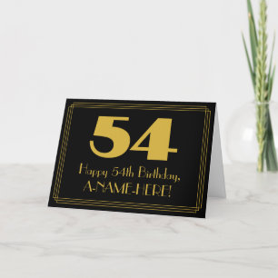 54th Birthday: Art Deco Inspired Look "54" & Name Card