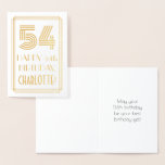 [ Thumbnail: 54th Birthday - Art Deco Inspired Look "54" & Name Foil Card ]