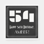 [ Thumbnail: 54th Birthday: Art Deco Inspired Look "54" + Name Napkins ]