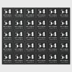 54th Birthday - Art Deco Inspired Look "54", Name Wrapping Paper