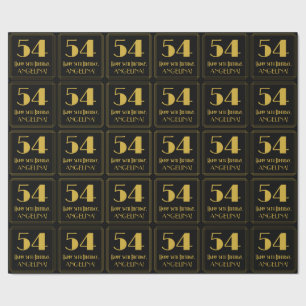 54th Birthday ~ Art Deco Inspired Look "54", Name Wrapping Paper
