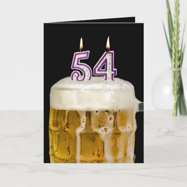 54th Birthday Beer on black Card (Front)