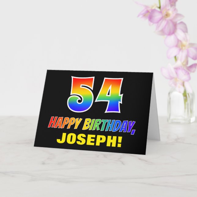 54th Birthday: Bold, Fun, Simple, Rainbow 54 Card (Orchid)