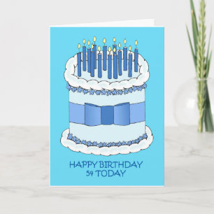 54th Birthday Cake and Candles Card